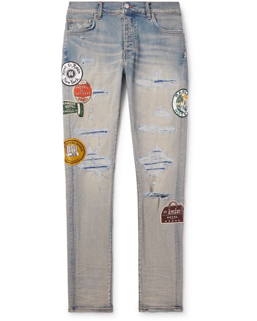 Amiri Slim-Fit Appliquéd Distressed Jeans UK/US 29