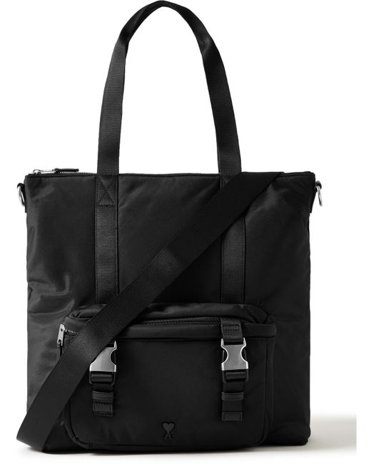 AMI Alexandre Mattiussi Leather-Trimmed Logo-Embellished Shell Tote Bag