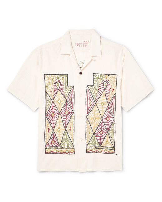 Kardo Craft Ayo Convertible-Collar Embroidered Cotton Shirt