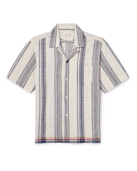 Kardo Ayo Convertible-Collar Striped Embroidered Cotton Shirt