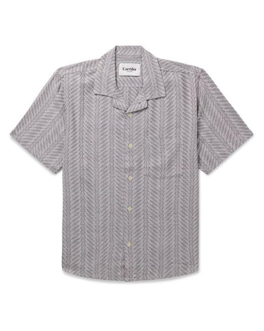 Corridor Cumberland Camp-Collar Cotton-Blend Jacquard Shirt