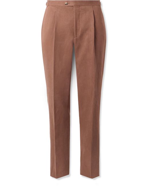 Thom Sweeney Tapered Pleated Linen Suit Trousers