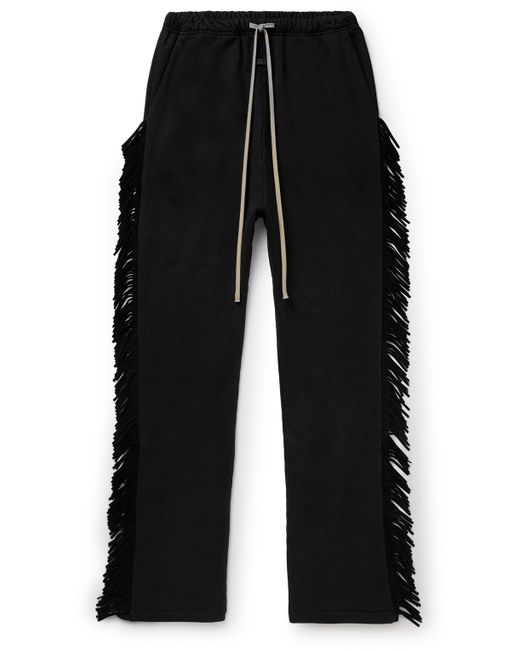 Fear Of God Straight-Leg Fringed Suede-Trimmed Cotton-Jersey Sweatpants