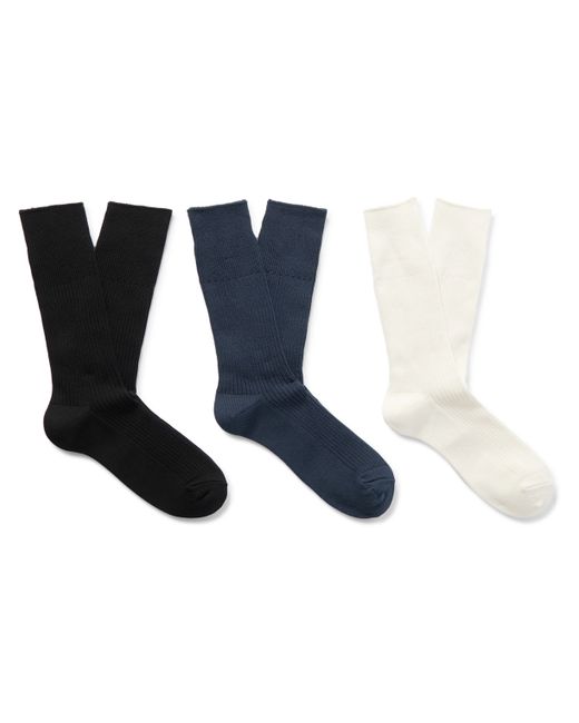 Anonymous Ism Three-Pack Ribbed-Knit Socks
