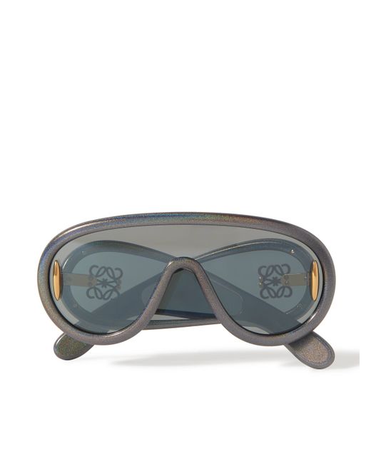 Loewe Paulas Ibiza Wave Mask Oversized D-Frame Glittered Acetate Sunglasses
