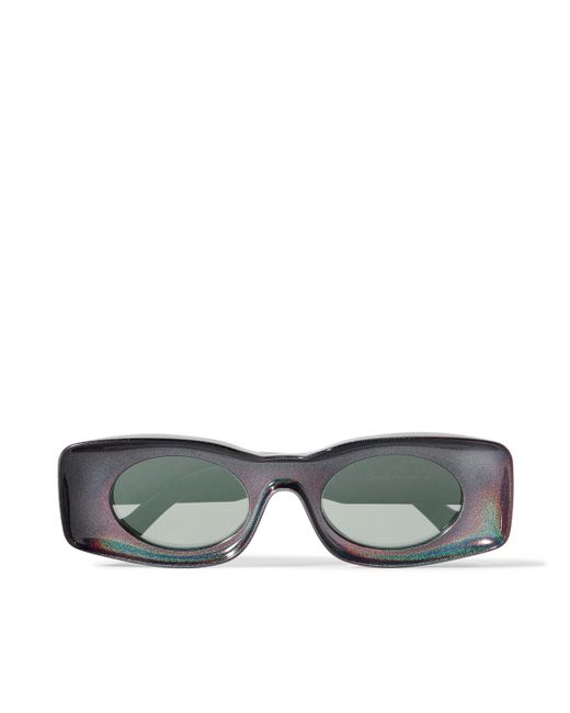 Loewe Paulas Ibiza Rectangular-Frame Glittered Acetate Sunglasses