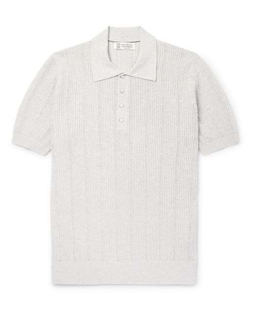 Brunello Cucinelli Slim-Fit Ribbed Cotton Polo Shirt