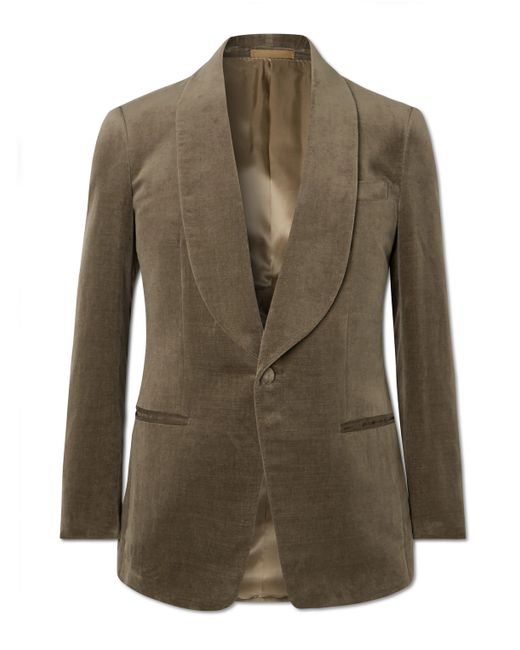 Kingsman Shawl-Collar Cotton and Linen-Blend Velvet Tuxedo Jacket