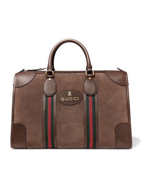 Gucci Webbing and Leather-Trimmed Suede Holdall