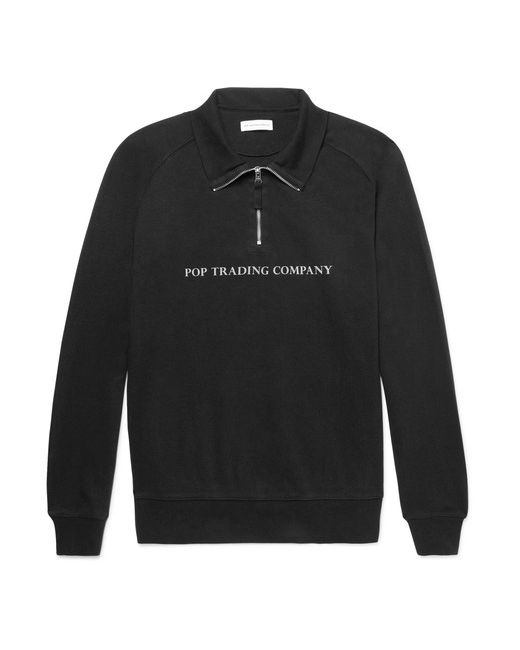 Pop Trading Company Cotton-Jersey Half-Zip Sweatshirt
