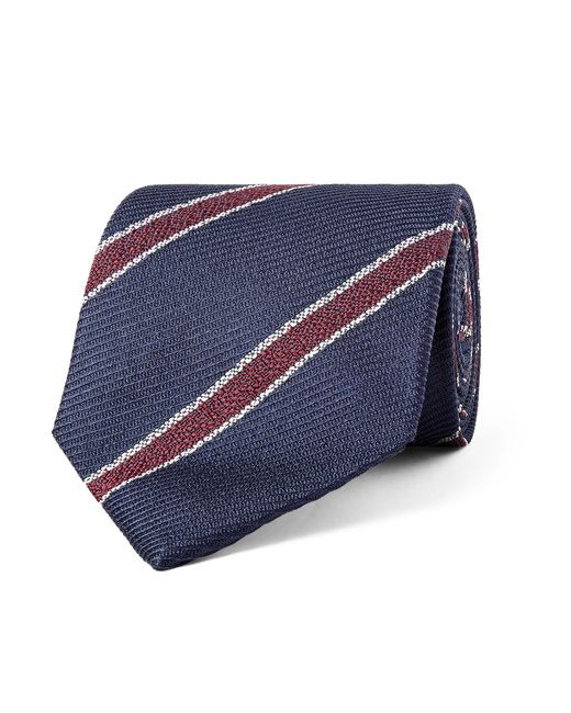 Drake's 8cm Striped Silk-Jacquard Tie