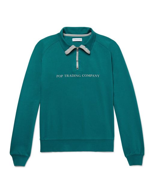 Pop Trading Company Printed Cotton-Jersey Half-Zip Sweatshirt