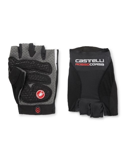 Castelli Rosso Corsa Pavé Microsuede-Trimmed Mesh Cycling Gloves