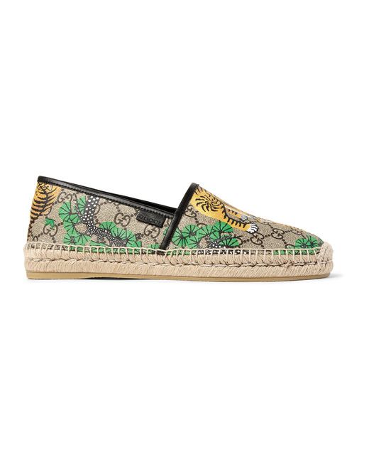 Gucci Leather-trimmed Printed Coated-canvas Espadrilles