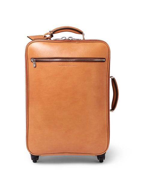 Brunello Cucinelli Grained-Leather Wheeled Trolley Case