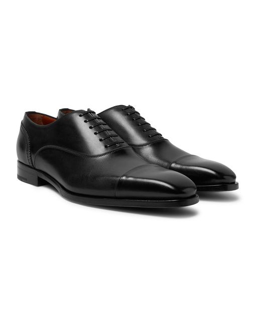 Ermenegildo Zegna Cap-Toe Polished-Leather Oxford Shoes