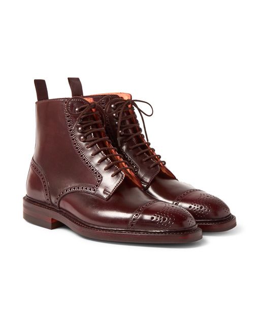 George Cleverley Toby Cap-Toe Horween Shell Cordovan Leather Brogue Boots