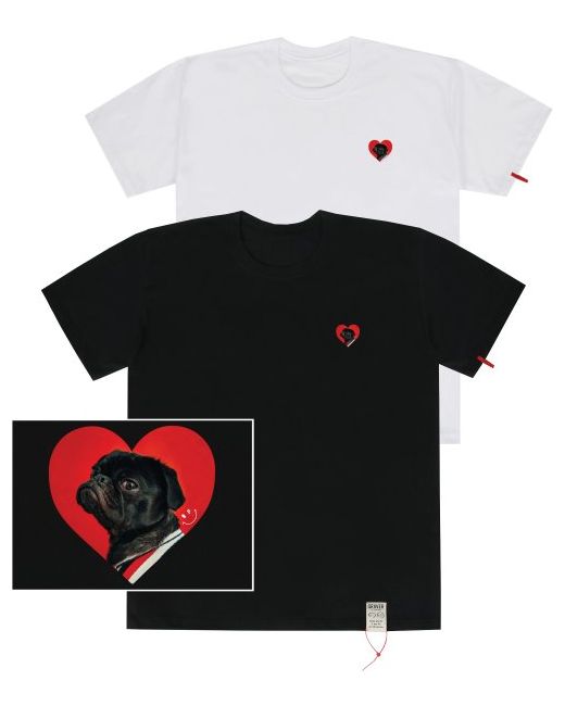 graver Heart Dog Tongs Printed Short Sleeve T-Shirtwith Clamp