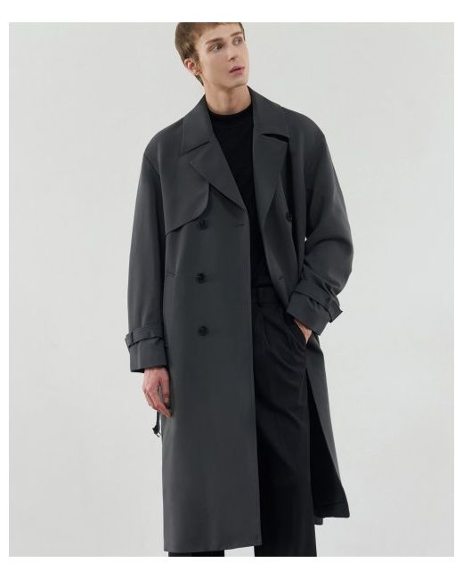 drawfit Oversized wool trench coat CHARCOAL