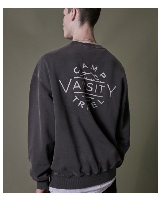 travel Camp Varsity Pigment Sweatshirt Black Charcoal