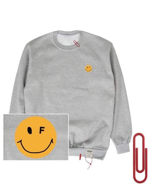 graver Dot Smile Printed Clip Sweatshirtgray
