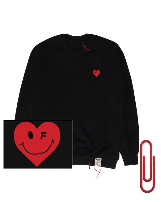 graver Heart Smile Printed Clip Sweatshirtblack