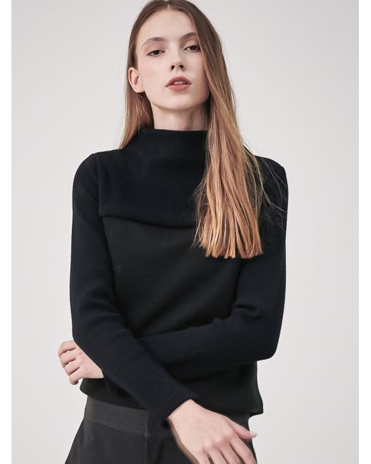 acud Rib Patched High-Neck KnitBlack
