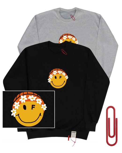 graver Big Flower Beanie Smile Sweatshirt2Color