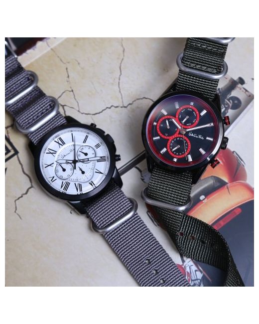 valentinorudy Chronograph multi-function NATO band leather watch