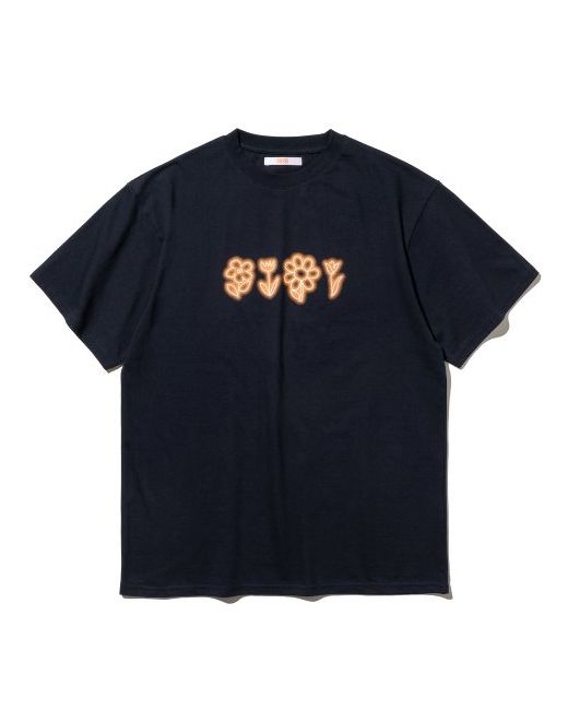 roccirocci Flower drawing Over fit T-shirt NAVY