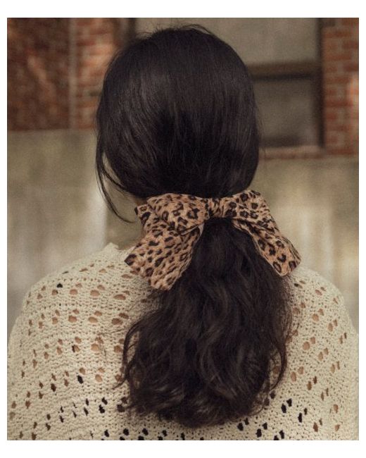 merrymotive Leopard double ribbon hair clip