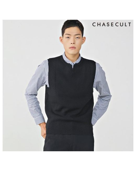 chasecult slit neck knit vest-KFRK7361C03