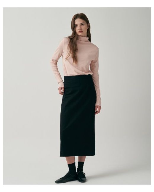 mott Autumn Wool Basic Slit Skirt