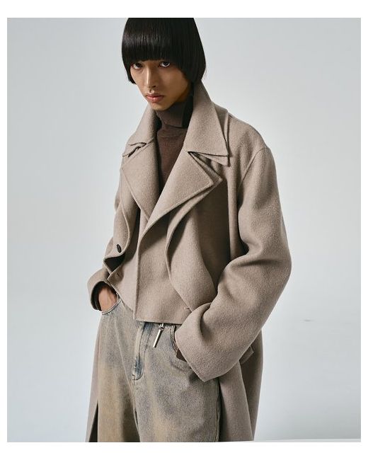 noirer Handmade Cashmere Layered Trench Coat Sand