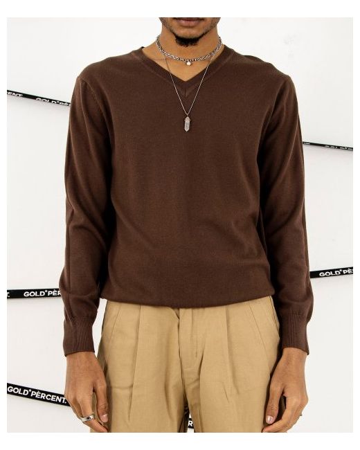 goldpercent Slim fit basic V-neck knit