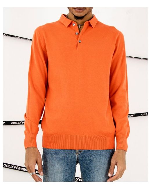 goldpercent Slim fit basic collar neck knit orange