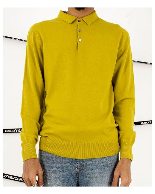 goldpercent Slim fit basic collar neck knit mustard