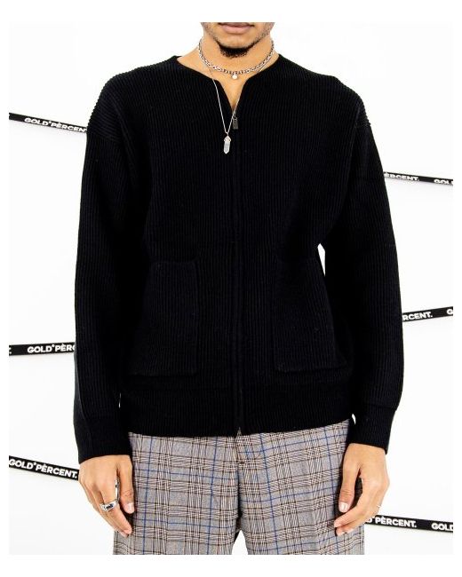 goldpercent Minimal knit zip-up jacket