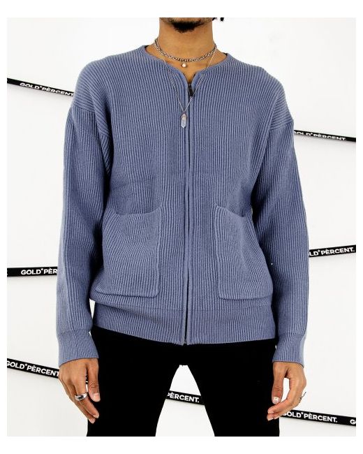 goldpercent Minimal knit zip-up jacket