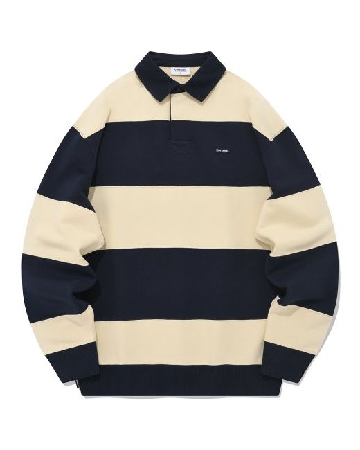 covernat 23SS Striped Rugby Sweatshirt Navy