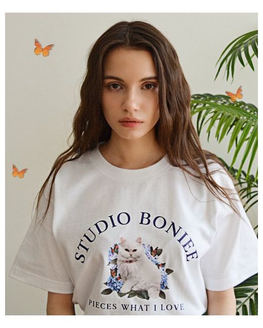 boniee Retro Cat Collage Loose T-Shirt