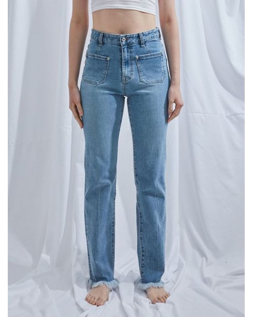 dilettantisme Straight loom turn-up jeans