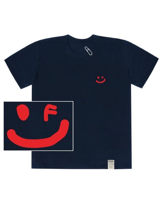 graver Small Drawing Smile White Clip Short Sleeve T-Shirt Navy