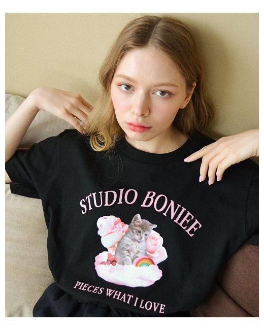 boniee Retro Kitten Collage Loose T-Shirt