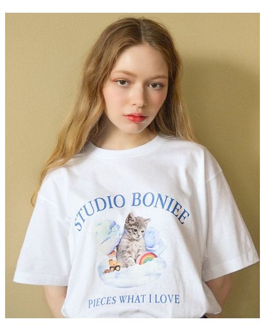 boniee Retro Kitten Collage Loose T-Shirt
