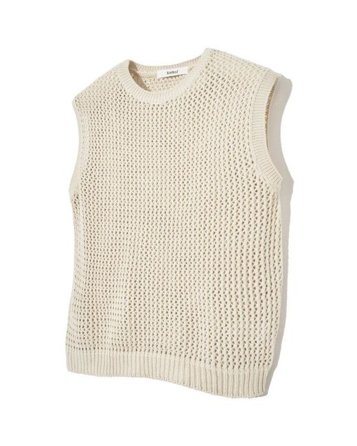 knitted Punching Knit Vest IVORY