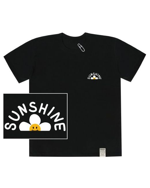 graver Sunshine Flower Smile Clip Short Sleeve T-Shirt Black