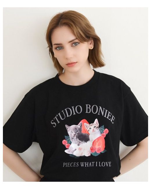 boniee Retro Kitten Trio Graphic T-Shirt