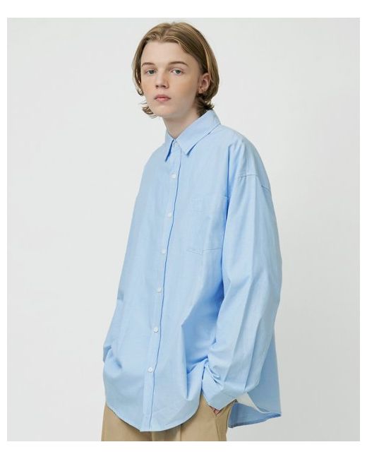 goodlifeworks Oversized Oxford One Pocket Solid Colored Shirt Sky