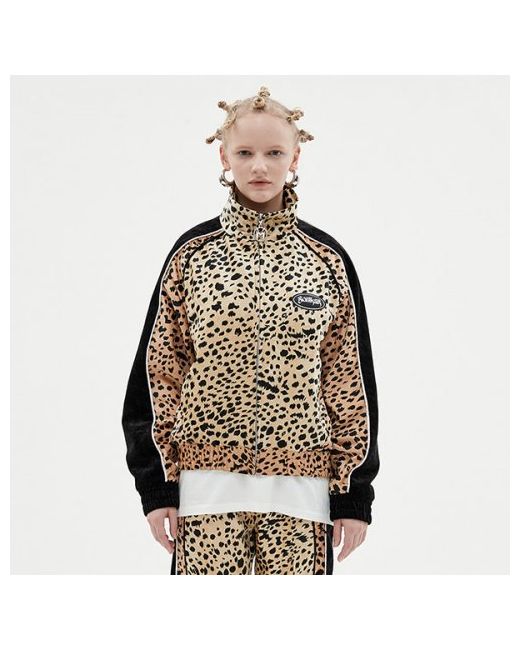 mmic Leopard Velvet Zip Up Jacket Be